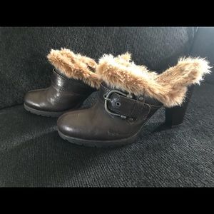Boc by Born fuzzy mule Leather Booties Sz 8